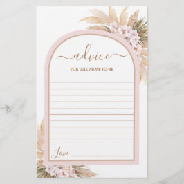 Boho Rosa Pampas Grass Advice for Mamma to be card