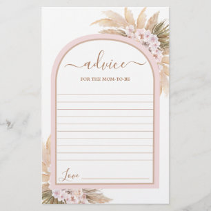 Boho Rosa Pampas Grass Advice for Mamma to be card