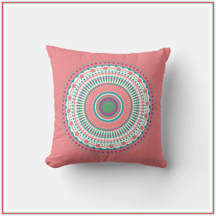 Boho Rosa Pastel Mandala Kudde