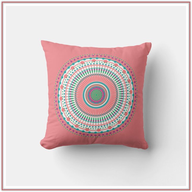 Boho Rosa Pastel Mandala Kudde (Skapare uppladdad)
