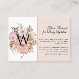 BOHO Rosa Peach Blommigt Baby Shower Bokar Visitkort