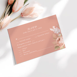 Boho Rosa Peonies Bröllops RSVP-kort Tack Kort