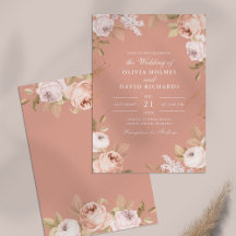 Boho Rosa Peonies bröllopsinbjudan