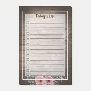 Boho Rosa Primrose Weasted Wood Today Post-it Block