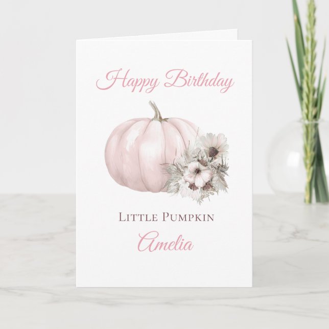 Boho Rosa Pumpa 1-årsdag Kort (Framsida)