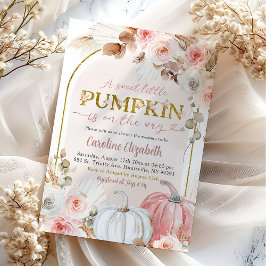 Boho Rosa Pumpa Höst Baby Shower Inbjudningar