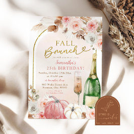 Boho Rosa Pumpa Höst Brunch Födelsedag Vin Inbjudningar