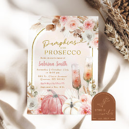 Boho Rosa Pumpkin och Prosecco Möhippa Inbjudningar