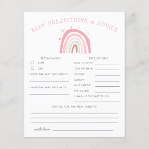 Boho Rosa Rainbow Baby Predications & Advice Card