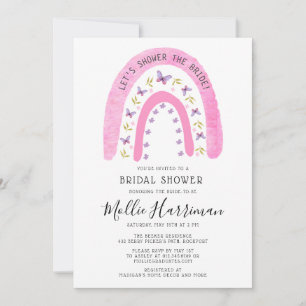 Boho Rosa Rainbow Butterfly Möhippa Inbjudningar
