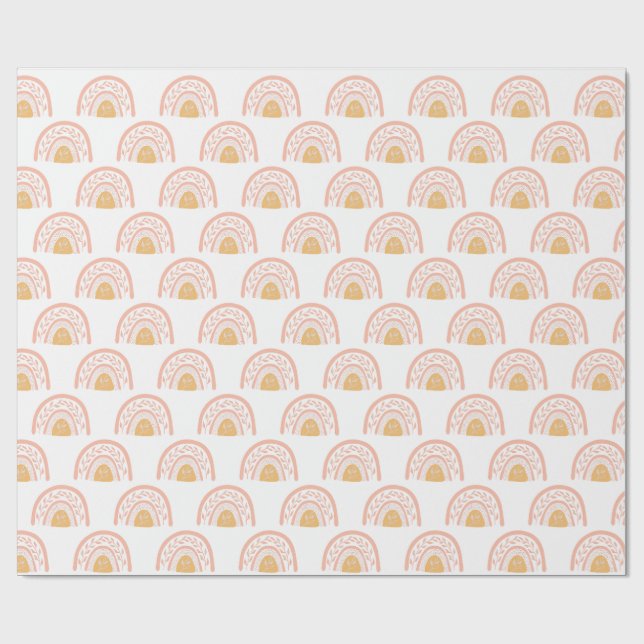 Boho Rosa Rainbow Mönster Presentpapper (Platt)