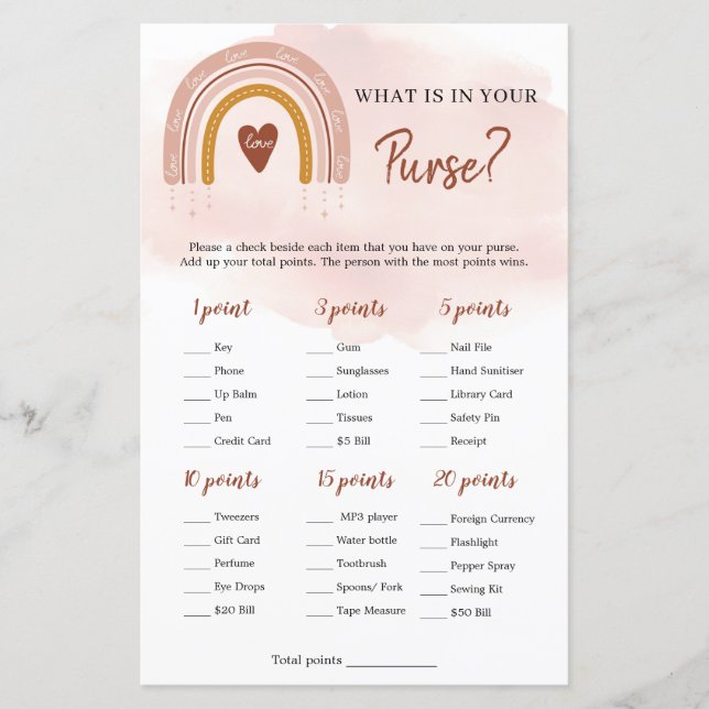 Boho Rosa Rainbow What is in Your Purse Game (Framsida)