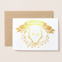 Boho Rosa Ro Guld Antler Bröllop Real Guld Folierat Kort