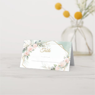 Boho rosa ros-blommor bröllop-platskort placeringskort
