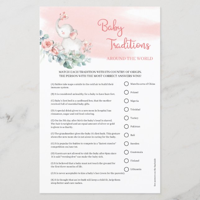 Boho  rosa ros guld-Baby-traditioner i ram (Framsida)