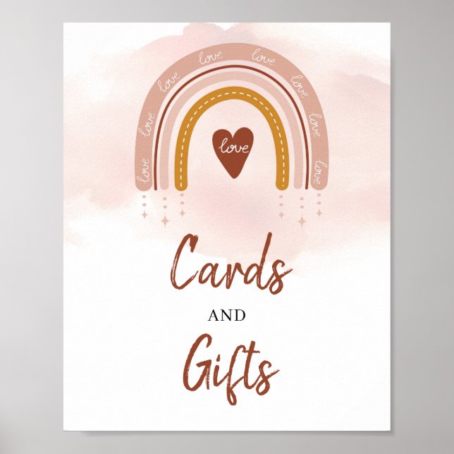 Boho  Rosa Rust Rainbow Cards and Gifts Sign Poster (Framsidan)