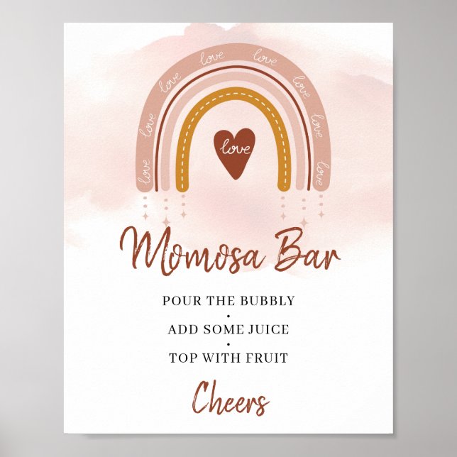 Boho  Rosa Rust Rainbow Momosa Pub Sign Poster (Framsidan)