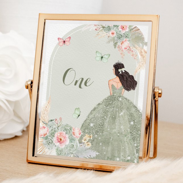 Boho  Rosa Sage Grönt Quinceañera Bordsnummer (Skapare uppladdad)