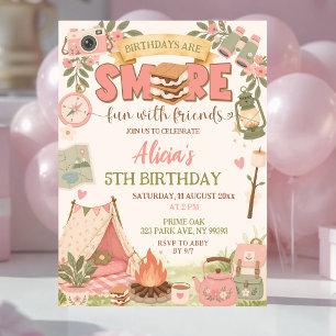 Boho Rosa Smore Kul Med Vänner Födelsedag Inbjudningar