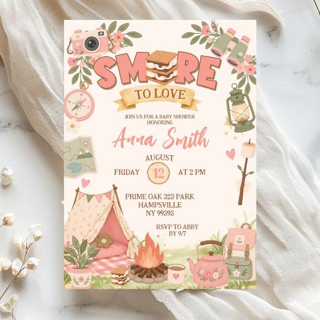 Boho Rosa Smore To Love Bebis Shower Inbjudningar (Skapare uppladdad)