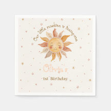 Boho Rosa Sol Flicka 1-årsdag