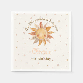 Boho Rosa Sol Flicka 1-årsdag Pappersservett