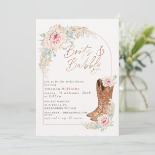 Boho Rosa Stövlar och Glatt Bröllopsfest Inbjudningar