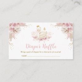 Boho  Rosa Svan Princess Diaper Raffle Baby Tilläggskort