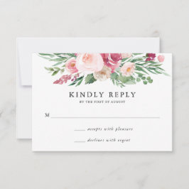 Boho  & Rosa Vår Blommigt Bröllop OSA Card Kort