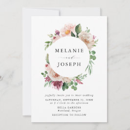 Boho  & Rosa Vår Watercolor Blommigt Bröllop Inbjudningar