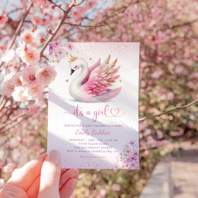 boho rosa vattencolor blommigt en flickdusch inbjudningar (Skapare uppladdad)