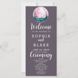 Boho Rosa & Vit Fullmåne Grå Bröllopsprogram
