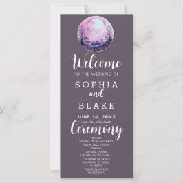 Boho Rosa & Vit Fullmåne Grå Bröllopsprogram