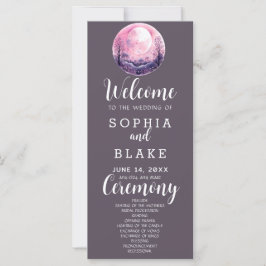 Boho Rosa & Vit Fullmåne Grå Bröllopsprogram