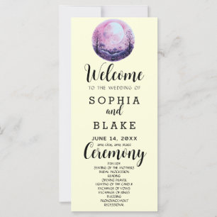 Boho Rosa & Vit Fullmåne Gul Bröllopsprogram