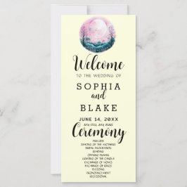 Boho Rosa & Vit Fullmåne Gul Bröllopsprogram