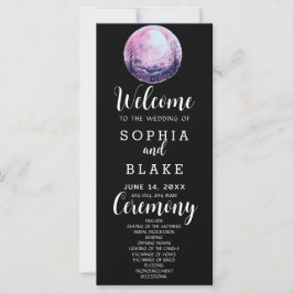 Boho Rosa & Vit Fullmåne Svart Bröllopsprogram