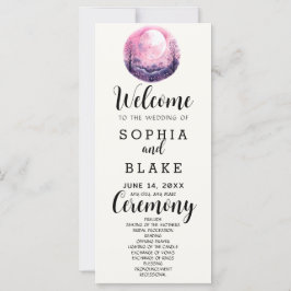 Boho Rosa & Vit Fullmåne Vit Bröllopsprogram