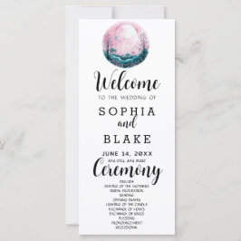 Boho Rosa & Vit Fullmåne Vit Bröllopsprogram
