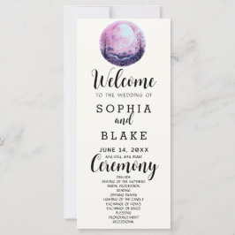 Boho Rosa & Vit Fullmåne Vit Bröllopsprogram