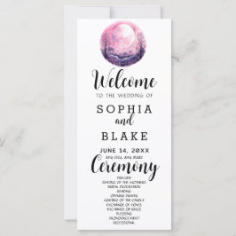 Boho Rosa & Vit Fullmåne Vit Bröllopsprogram