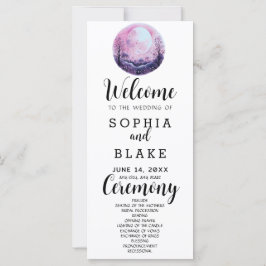 Boho Rosa & Vit Fullmåne Vit Bröllopsprogram