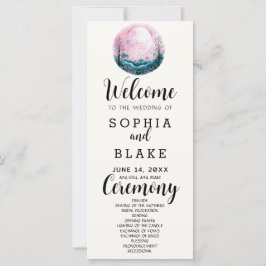Boho Rosa & Vit Fullmåne Vit Bröllopsprogram