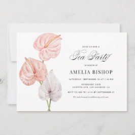 Boho Rosa Watercolor Anthuriums Tea Party Inbjudningar