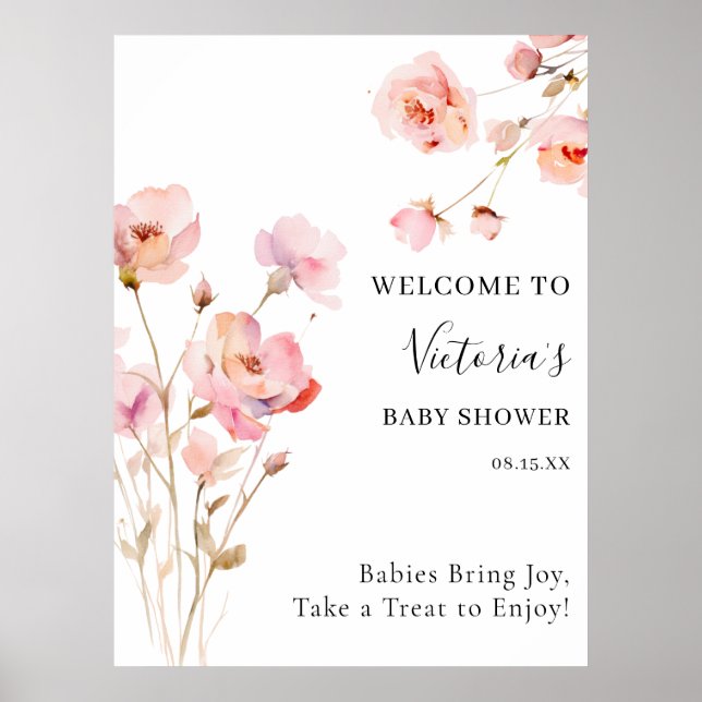 BOHO  ROSA WATERCOLOR BLOMMIGT BABY I BLOOM POSTER (Framsidan)