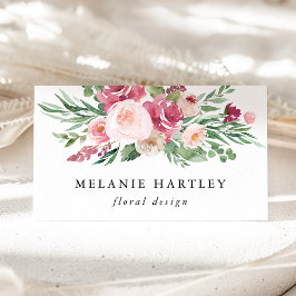 Boho & Rosa Watercolor Blommigt Visitkort