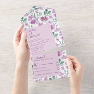 Boho Rosa Watercolor Blommönster Bröllop