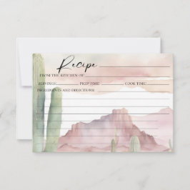 Boho Rosa Watercolor Desert Cactus Recept Card Inbjudningar