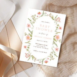 Boho Rosa WildblomBaby Shower-inbjudan Inbjudningar