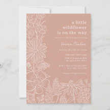 Boho  Rosa Wildblomma Baby Shower-inbjudan